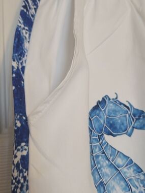 SHEIN White & Blue Printed Wide Leg Pant.
